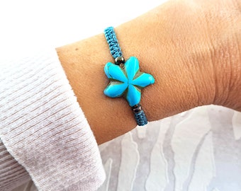 Beautiful macrame bracelet with starfish made of howalite turquoise semi-precious stone, gift for girlfriend, sustainable, high-quality for girlfriends