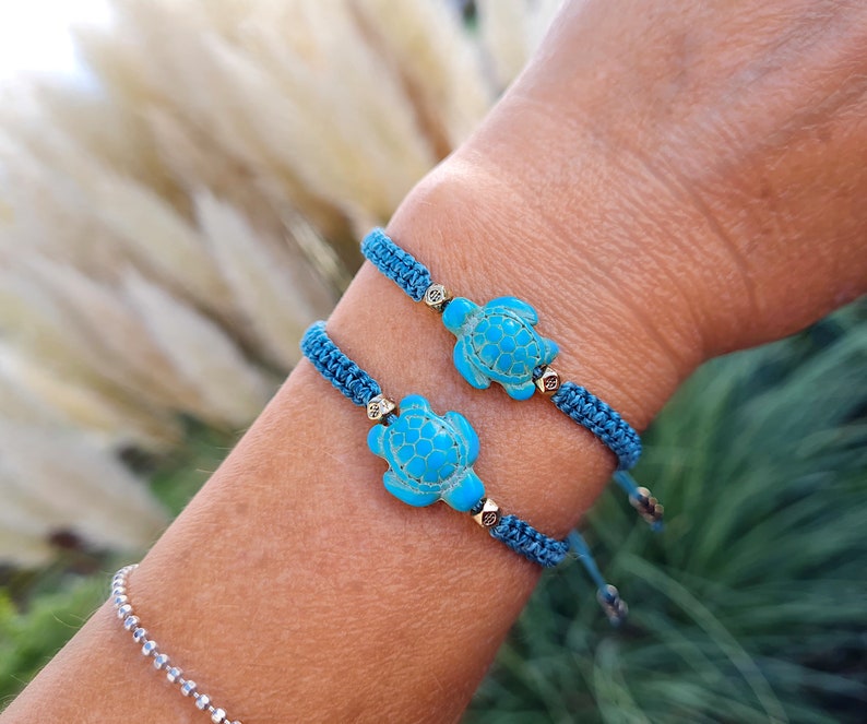 A bracelet for friendship, partner bracelets, for your best friend with a turtle, macrame bracelet, couple bracelet, turquoise jewelry image 1