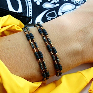 vergoldete Layerarmbänder mit Karte, filigrane, vergoldeten Perlen, Partnerarmband, Freundschaftsarmbändchen, mehrreihig, Armband für Paare