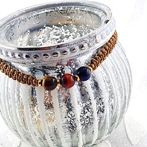 personalisiertes Armbänder mit Halbedelsteinen Jaspis für beste Freundin, Edelsteinarmband, personalisiertes Geschenk, individuell,braunblau