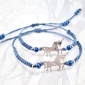 Partnerarmbänder, Armband für die beste Freundin mit Edelstahl- Einhörnern Freundschaftsarmband mit Karte, Paararmband, Makrameearmbänder
