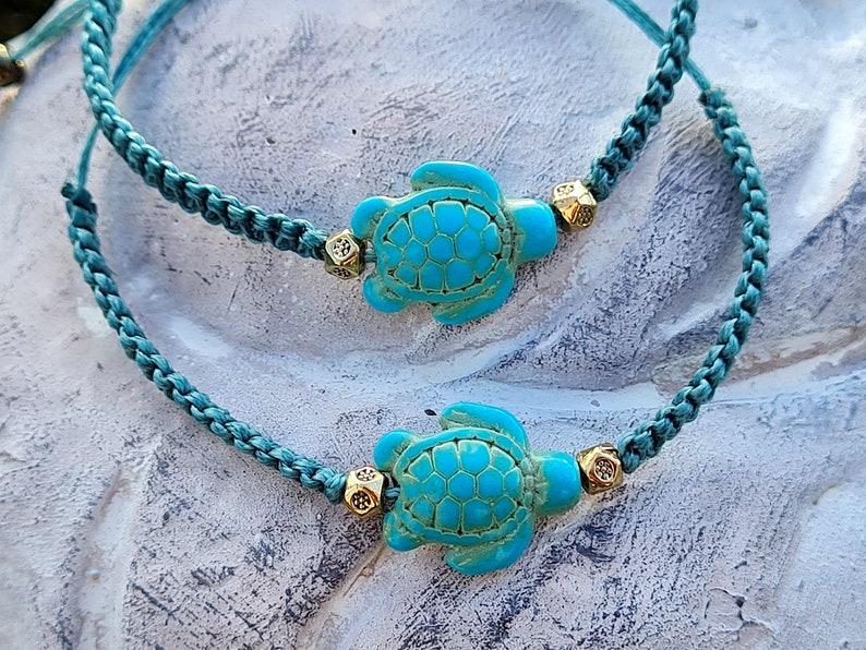 A bracelet for friendship, partner bracelets, for your best friend with a turtle, macrame bracelet, couple bracelet, turquoise jewelry image 2