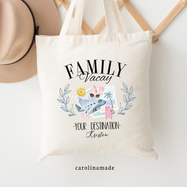 Family Vacation Bag, Personalized Family Trip Tote Bag, Airplane Carry On Bag, Family Weekend Tote Bag, Custom Family Trip Canvas Tote