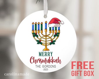 Merry Chrismukkah Ornament, Personalized Christmas Hanukkah Gift for Friends, Appreciation Gift, Best Friend Gift, Gift for Family Members