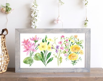 Mothers Day Gift, Birth Flowers Personalized Sign, Gift for Mom, Gift for Grandma, Custom Kids Name Sign, Birth Month Sign, Gift for her