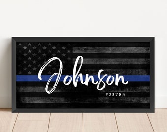 Police Officer Gifts, Police Academy Graduation Gifts, Thin Blue Line Sign, Personalized Gift for him, Law Enforcement Retirement Gift
