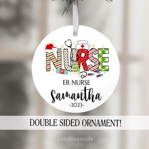 Nurse Christmas Ornament, Personalized Nurse Ornament, Nursing Gift, Nurse Graduation Gift, Nursing Ornament, ER Nurse, ICU Nurse, Custom