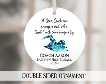 Swimming Coach Ornament, Personalized Ornament, Swim Team Gift, A Great Coach Swimmer Gift, High School Coach Gift, Christmas Ornament