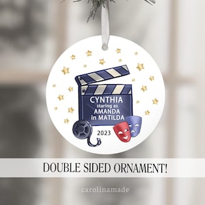 Theater Performance Christmas Ornament, Personalized Actor Actress Performer, Musical Play State Broadway Custom Keepsake Ornament