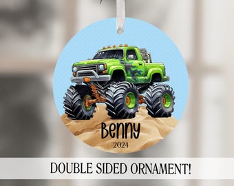 Monster Truck Personalized Christmas Ornament, Monster Truck Boys Ornament, Toddler Truck Ornament, Custom Kids Big Truck Ornament Gift Idea