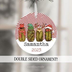Christmas Pickle Ornament, Personalized Ornament, Gift for Pickle Lover, Christmas Pickle Jars, Custom Name and Date Ornament