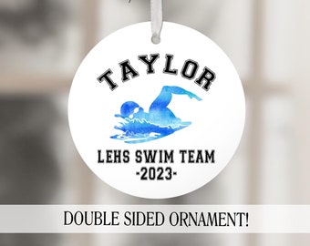 Personalized Swim Ornament, Swim Team Gift, Swimmer Christmas Ornament, End of Season Gift, Swim Coach Gifts, Swimming Ornament