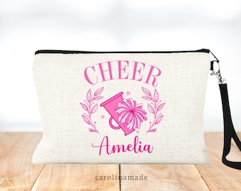 Cheer Makeup Bag, Cheerleader Gift, Personalized Cheer Bag, Gift for Cheer Team, Cheer Competition Bag, Cheerleading Gift Ideas, Pink Cheer