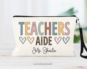 Teacher's Aide Gift, Personalized Teacher's Aide Makeup Bag, Teacher Appreciation Gifts Para Professional Gift Ideas, Gift for Teachers Aide
