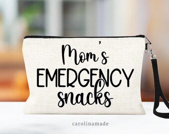 Mom's Emergency Snacks Pouch, Mama Snack Bag, Zippered Snack Bag, Busy Mom Snack Wristlet, New Mom Gift, Mama Travel Bag, Toddler Mom Gift