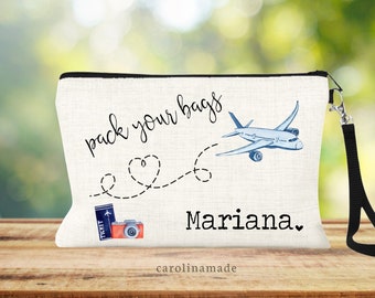 Pack Your Bags Passport Wallet, Travel Documents Holder,Airplane Zipper Pouch, Travel Wallet, Charger Pouch, Airplane Travel, Gift For Her