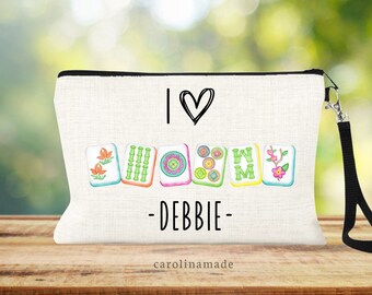 Personalized Mahjong Bag, Mah Jongg Bag, Personalized Gift for Mahjong Player, Zipper Pouch for Mahjong, Mahjong Game Bag, Mahjong Pouch