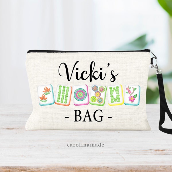 Personalized Mahjong Bag, Mah Jongg Bag, Personalized Gift for Mahjong Player, Zipper Pouch for Mahjong, Mahjong Game Bag, Mahjong Pouch