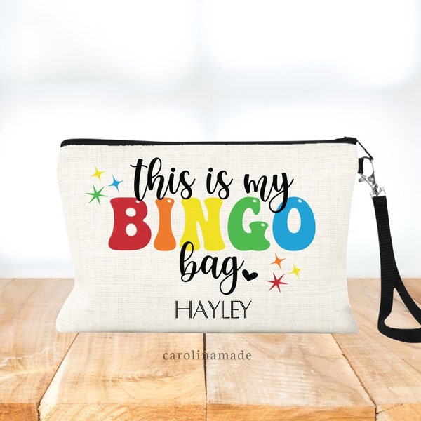 Personalized Bingo Bag, This is my Bingo Bag, Personalized Gift for Bingo Lover, Linen Wristlet, Gift for Bingo Player, Bingo Accessories