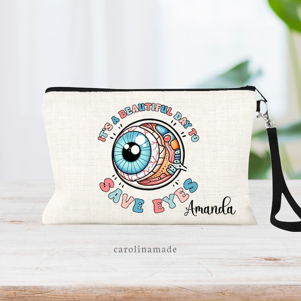 Personalized  Ophthalmologist Makeup Bag, Ophthalmology Bag, Custom Ophthalmic Technician Gift Wristlet, Staff Gift Ideas, Eye Doctor Gift