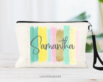 Spring Makeup Bag, Personalized Name Bag, Easter Basket Gift Ideas, Teen Cosmetic Bag, Girls Zipper Pouch, Gift for Her, Birthday Gift Bag