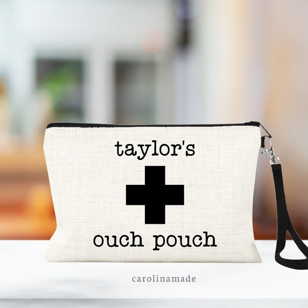 Personalized Ouch Pouch First Aid Bag, Travel Band-aid Kit, Diaper Bag Zippered Firstaid, New Mom Gift, Baby Shower Gift, Boo Boo Bag