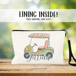 Womens Golf Cart Bag, Personalized Golf Trip, Golf Cosmetic Bag, Custom Golf Team Wristlet, Golf Lover Gift, Golfer Zipper Pouch, Girls Golf