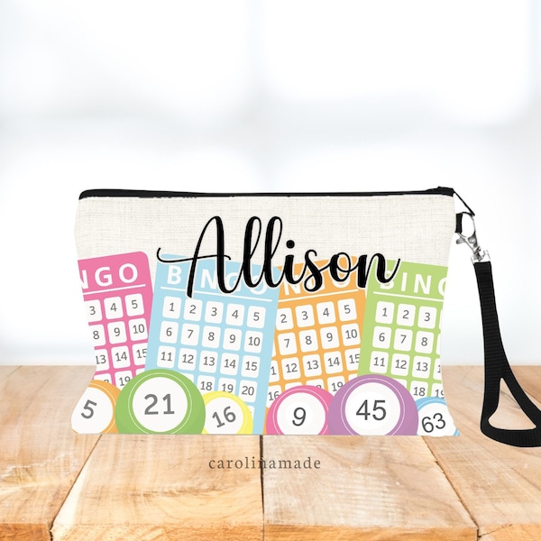 Personalized Bingo Bag, This is my Bingo Bag, Personalized Gift for Bingo Lover, Linen Wristlet, Gift for Bingo Player, Bingo Accessories