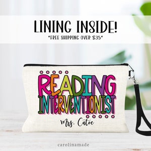 Reading Interventionist Bag, Reading Interventionist Gift, Personalized Reading Interventionist Teacher Gift, Teacher Appreciation Week Gift