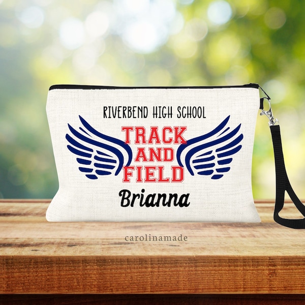 Track and Field Bag, Personalized Track Makeup Bag, Track Team Gift, Track Coach Gift, Custom Track Travel Bag, Custom Track Zipper Pouch