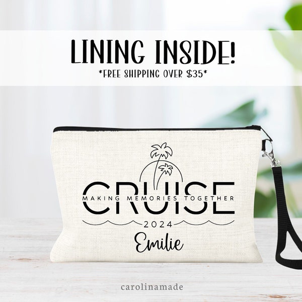 Cruise Personalized Bag, Cruise Travel Bag, Cruise Gift, Cruise Makeup Bag, Cruise Travel Bag, Minimalist Black White Design, Life is better