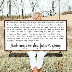 Forever Young Sign, Bob Dylan Wall Decor, Nursery Wall Art, Graduation Gift, Wedding Song, lyric sig