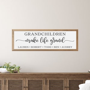 Personalized Grandchildren Make Life Grand, Grandparents Gift, Mother's Day Gift, Personalized Grandkids Names Sign, Custom Gift from Kids