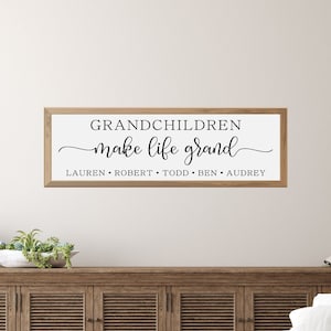 Personalized Grandchildren Make Life Grand, Grandparents Gift, Mother&#39;s Day Gift, Personalized Grandkids Names Sign, Custom Gift from Kids