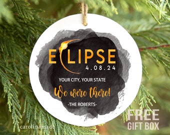 Total Solar Eclipse 2024 Ornament, Solar Eclipse Party, Eclipse 2024 Souvenir, April 8 2024, Eclipse Gift, Solar Eclipse Christmas Ornament