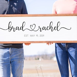 Master bedroom wall decor over the bed, Personalized Name Sign, Marriage signs, Wedding gift for couple, Framed Sign