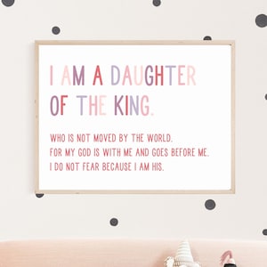I am A Daughter of The King, Son of the King Sign, Christian Nursery Decor, Boho Nursery, Crib Sign, Framed Art, Scripture Art, Canvas Art