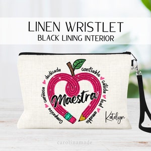 Maestra Appreciation Gift, Personalized Teacher Bag, Spanish Teaching Gifts, Custom End of School Gift Idea, Teacher Pen Zipper Pouch