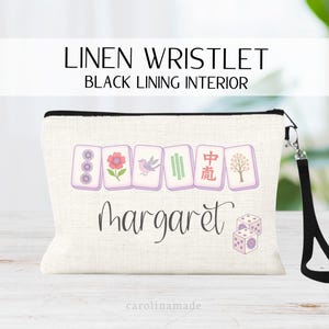 Mahjong Pink & Purple Bag, Mah Jongg Bag, Personalized Gift for Mahjong Player, Zipper Pouch for Mahjong, Mahjong Game Night Bag, Mahj Money