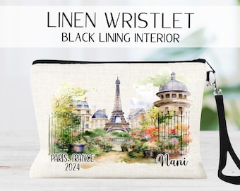 Paris Trip Makeup Bag, Personalized Paris Trip Wrislet, Custom Paris Getaway Trip, Best Friend Paris, Paris  Gift Ideas, Eiffel tower Bag