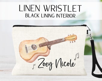 Personalized Guitar Bag, Girls Guitar Makeup Bag, Guitar Pick Zipper Pouch, Gift for Guitar Player, Guitar Gift Ideas, Country Guitar Bag
