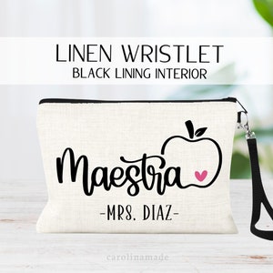 Maestra Appreciation Gift, Personalized Teacher Bag, Spanish Teaching Gifts, Custom End of School Gift Idea, Teacher Pen Zipper Pouch