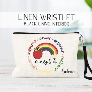 Maestra Appreciation Gift, Personalized Teacher Bag, Spanish Teaching Gifts, Custom End of School Gift Idea, Teacher Pen Zipper Pouch