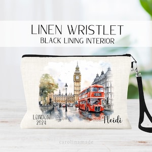 London Trip Makeup Bag, Personalized London Trip Wrislet, Custom London Getaway Trip, Best Friend London England, London Gift Ideas