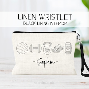 Personalized Fitness Bag, Gym Makeup Toiletry Bag, Muscles & Mascara, Gym Gift, Weightlifting Gifts, Custom Workout Zippered Pouch for Her