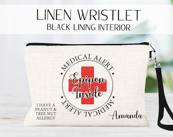 Personalized Medical Alert Bag, Epipen Pouch, Allergy Medication Zipper Pouch, Medication Storage Travel Bag, Custom School Allergy Bag