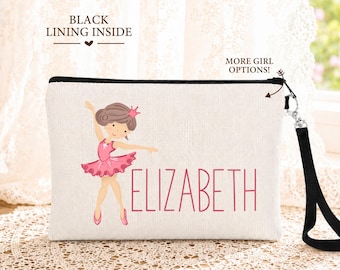 Ballerina Makeup Bag for Girls, Personalized Dance Gift, Ballet Cosmetic Bag, Custom Dance Bag, Recital Gift, Ballet Birthday Gift