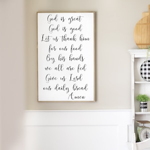 God is Great God is Good Meal Prayer Sign, Christian Kitchen Decor, Farmhouse Scripture Sign