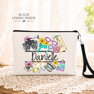 Personalized Optometrist Makeup Bag, Eye Doctor Gift, Optometry Student Gift, Ophthalmic Technician Cosmetic Bag, Custom Eye Care Pouch