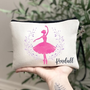 Ballerina Bag, Personalized Ballet Dance Makeup Bag, Dance Gift Ideas, Dance Team Wristlet, Gift for Girls, Custom Ballet Bag, Dancer Gift